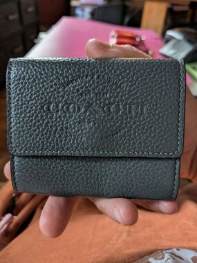 Coach Small Pebbled Leather Card & Key Wallet in Dark Gray